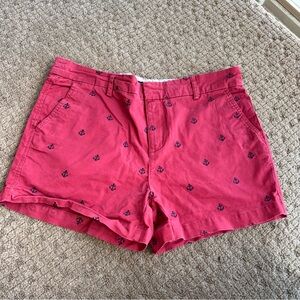 Women's Red anchor sailor nautical Cotton Shorts size 10 jones New York fading